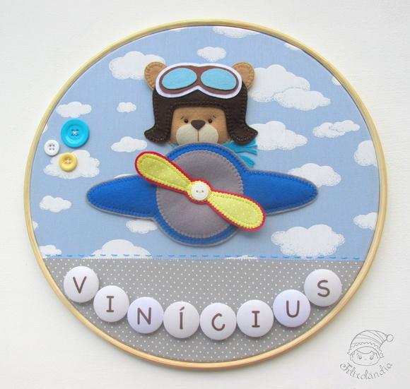 Enfeite de Porta Maternidade Urso Aviador