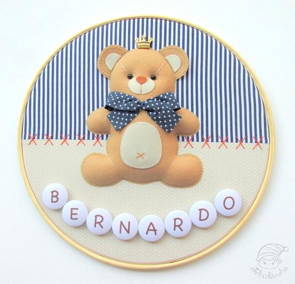 Enfeite de Porta Maternidade Urso Coroa