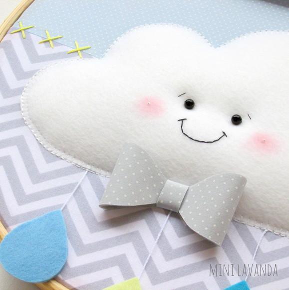 Enfeite Porta Maternidade Nuvem Chuva de Amor -nome Editável