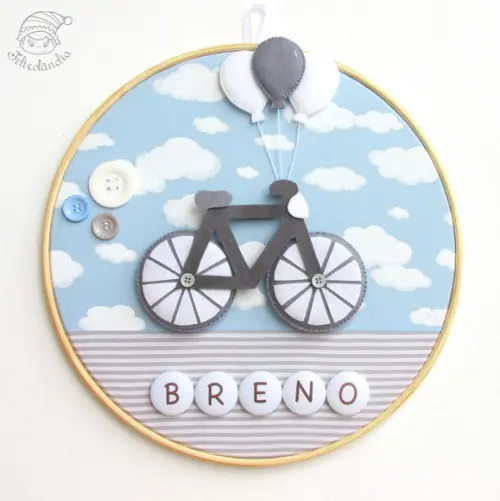 Enfeite de Porta Maternidade Bicicleta