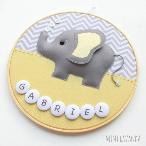 Enfeite de Porta Maternidade Elefante (nome Editável)