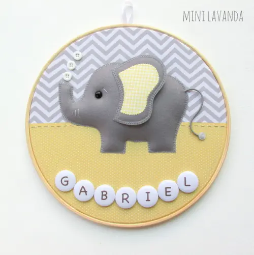Enfeite de Porta Maternidade Elefante (nome Editável)