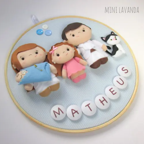Enfeite de Porta Maternidade Família (nome Editável)
