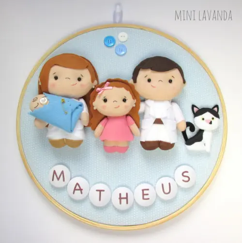 Enfeite de Porta Maternidade Família (nome Editável)