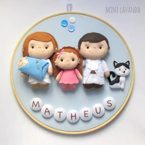 Enfeite de Porta Maternidade Família (nome Editável)
