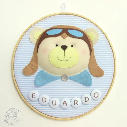 Enfeite de Porta Maternidade Urso Aviador