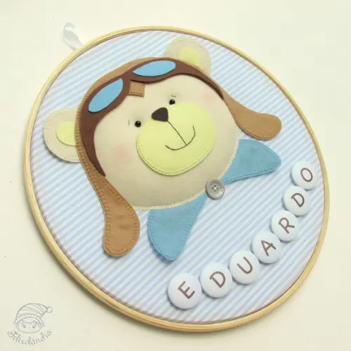 Enfeite de Porta Maternidade Urso Aviador