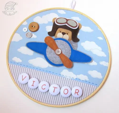 Enfeite de Porta Maternidade Urso Aviador