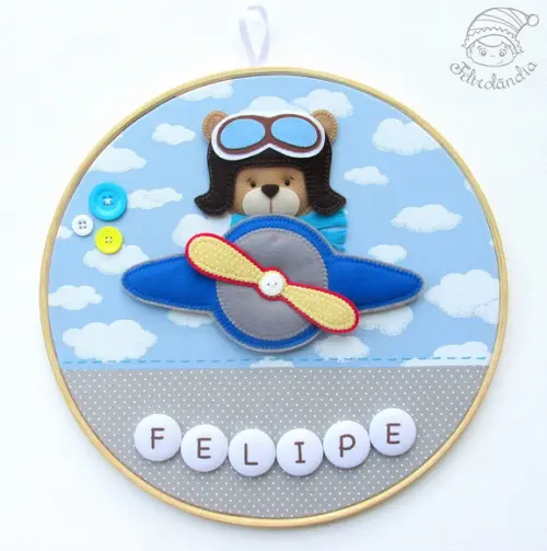 Enfeite de Porta Maternidade Urso Aviador