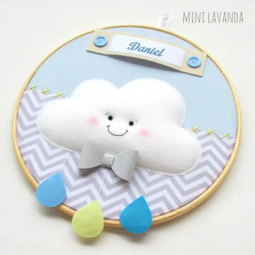 Enfeite Porta Maternidade Nuvem Chuva de Amor -nome Editável