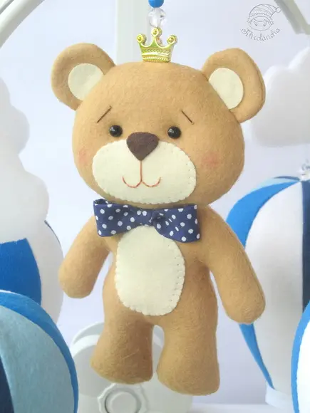 Móbile Musical Giratório Balões e Urso