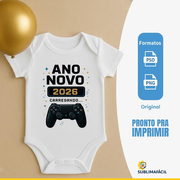 Arte Digital pra Body de Bebê de Ano Novo