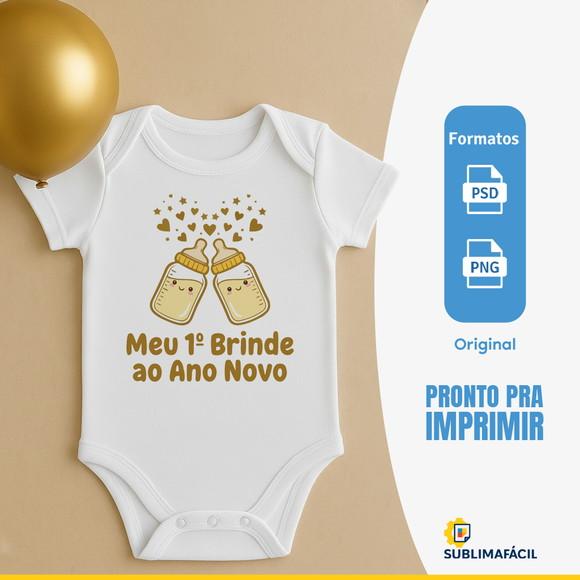 Arte Digital pra Body de Bebê de Ano Novo