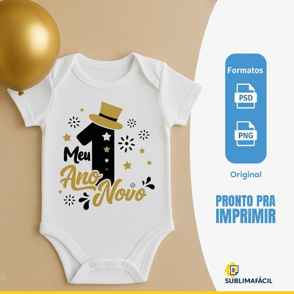 Arte Digital pra Body de Bebê de Ano Novo