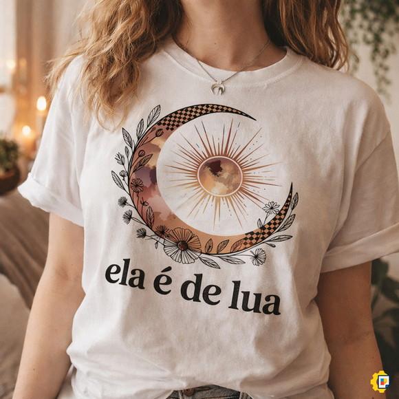 Arte para Sublimação 'ela É de Lua' - Estampa Feminina