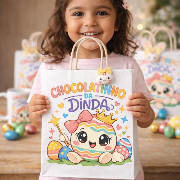 Arte Sacola de Páscoa Infantil - Arquivo Digital p/ Imprimir