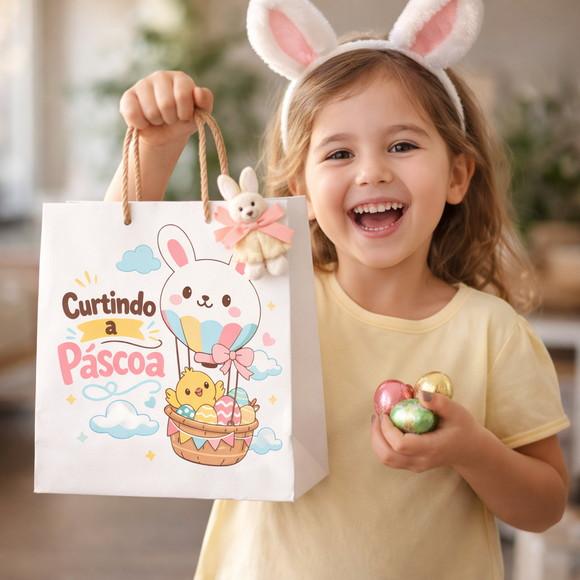 Arte Sacola de Páscoa Infantil - Arquivo Digital p/ Imprimir