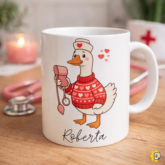 Estampa Divertida para Caneca Enfermagem - 'enfermeira Pata'