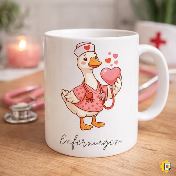 Estampa Divertida para Caneca Enfermagem - 'enfermeira Pata'