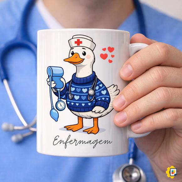 Estampa Divertida para Caneca Enfermagem - 'enfermeira Pata'