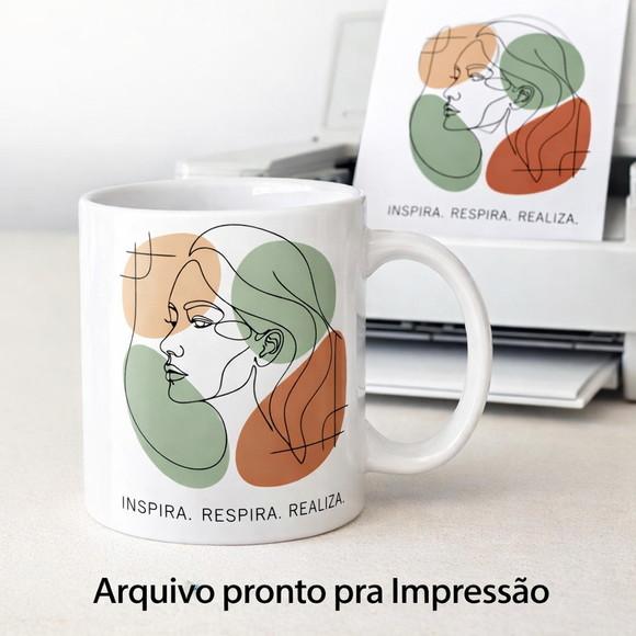 Estampa Feminina Line Art - 'inspira, Respira, Realiza'