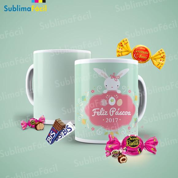 Pack com 12 Artes para Sublimação de Caneca de Páscoa