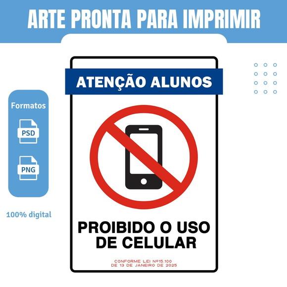 Placa de Aviso Proibido Uso de Celular (arte Digital)