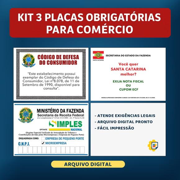 Placas Obrigatórias Comércio (arquivo Digital Cnpj/cdc)
