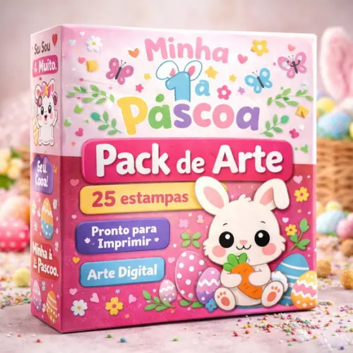 25 Estampas Infantis Páscoa 2026 - Artes Prontas Sublimação