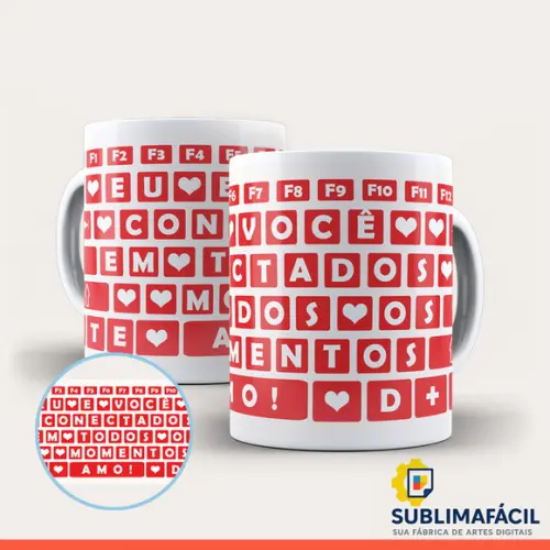 Arte Caneca Teclado Namorados