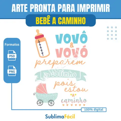 Arte Digital "bebê a Caminho" ? Sublimação para Camiseta ou