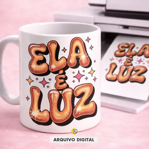 Arte Digital Caneca 'ela É Luz' - Estampa Feminina