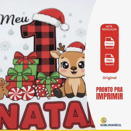Arte Digital Meu Primeiro Natal para Sublimação