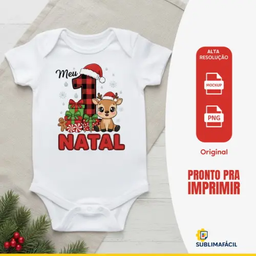 Arte Digital Meu Primeiro Natal para Sublimação