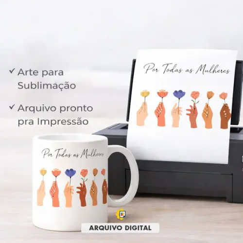 Arte Digital para Caneca 'por Todas as Mulheres'