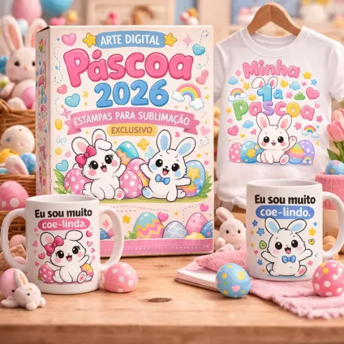 Arte Digital Páscoa - 25 Estampas Criativas para Impressão
