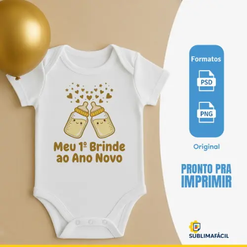 Arte Digital pra Body de Bebê de Ano Novo