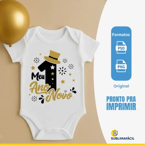 Arte Digital pra Body de Bebê de Ano Novo