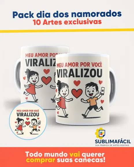 Arte para Canecas Namorados (pack Digital)