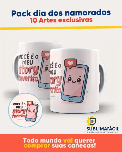 Arte para Canecas Namorados (pack Digital)