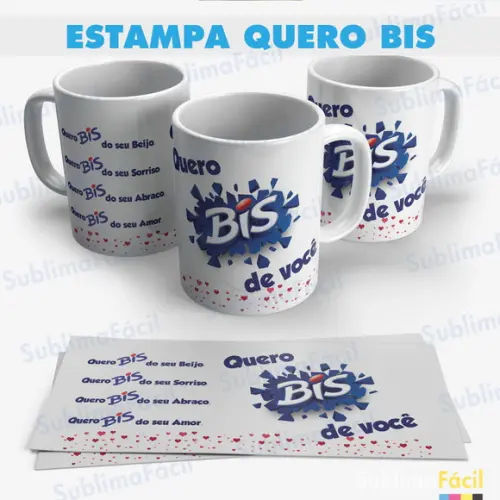 Arte para Sublimação - Arte Caneca Quero Bis de Páscoa