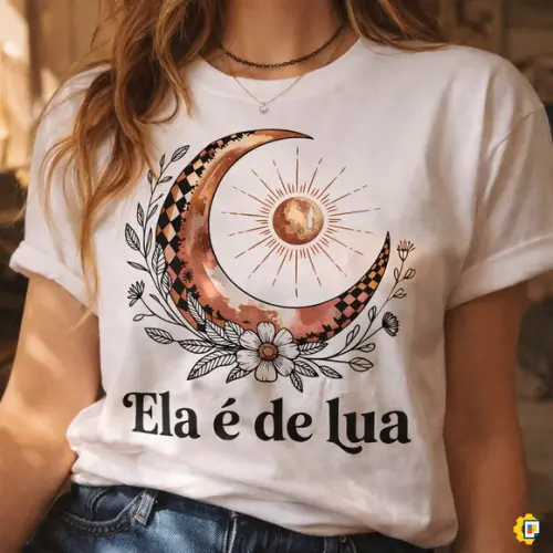 Arte para Sublimação 'ela É de Lua' - Estampa Feminina