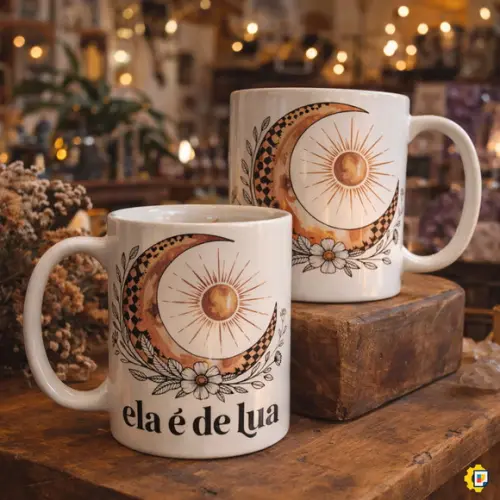 Arte para Sublimação 'ela É de Lua' - Estampa Feminina