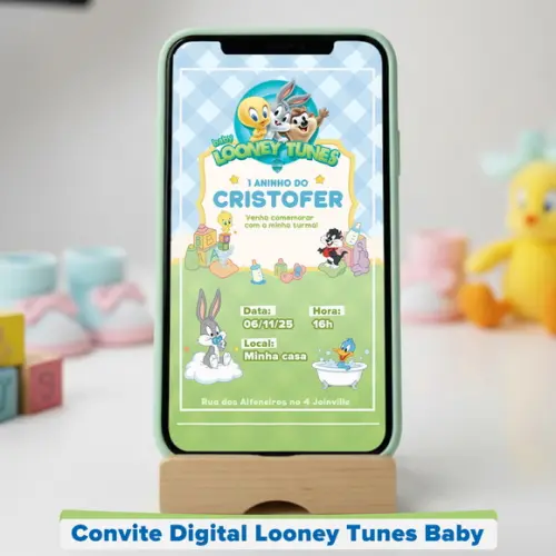 Convite Digital Looney Tunes Personalizado