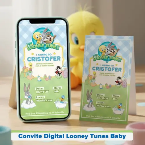 Convite Digital Looney Tunes Personalizado