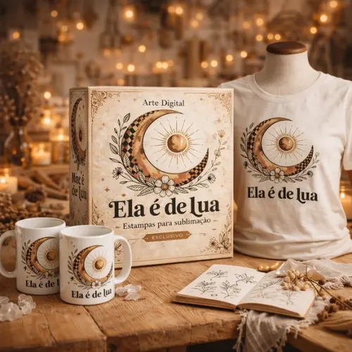 Estampa 'ela É de Lua' Arte Digital para Imprimir e Vender