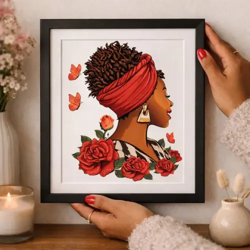 Estampa Afrohair Feminina - Arte Digital Mulher Negra