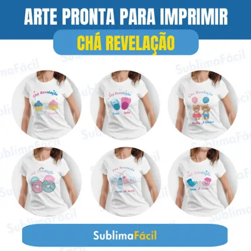 Estampa Chá Revelação Gravidez Sublimação