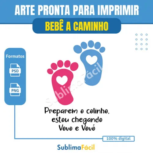 Estampa Gestante Bebê a Caminho Sublimação