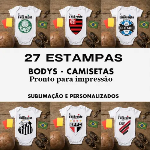 Estampa para Sublimação - Body Infantil Futebol Brasileiro